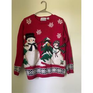 Croft and Barrow knitted By Hand Ramie and Angora Blend Christmas Vintage Snowma